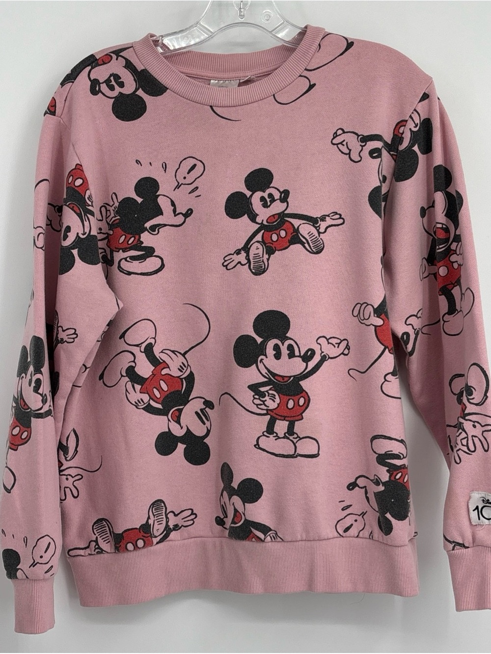 Sz SM Disney 100 Pink Mickey Mouse Allover Print Crewneck Pajama Top used cute 🥰